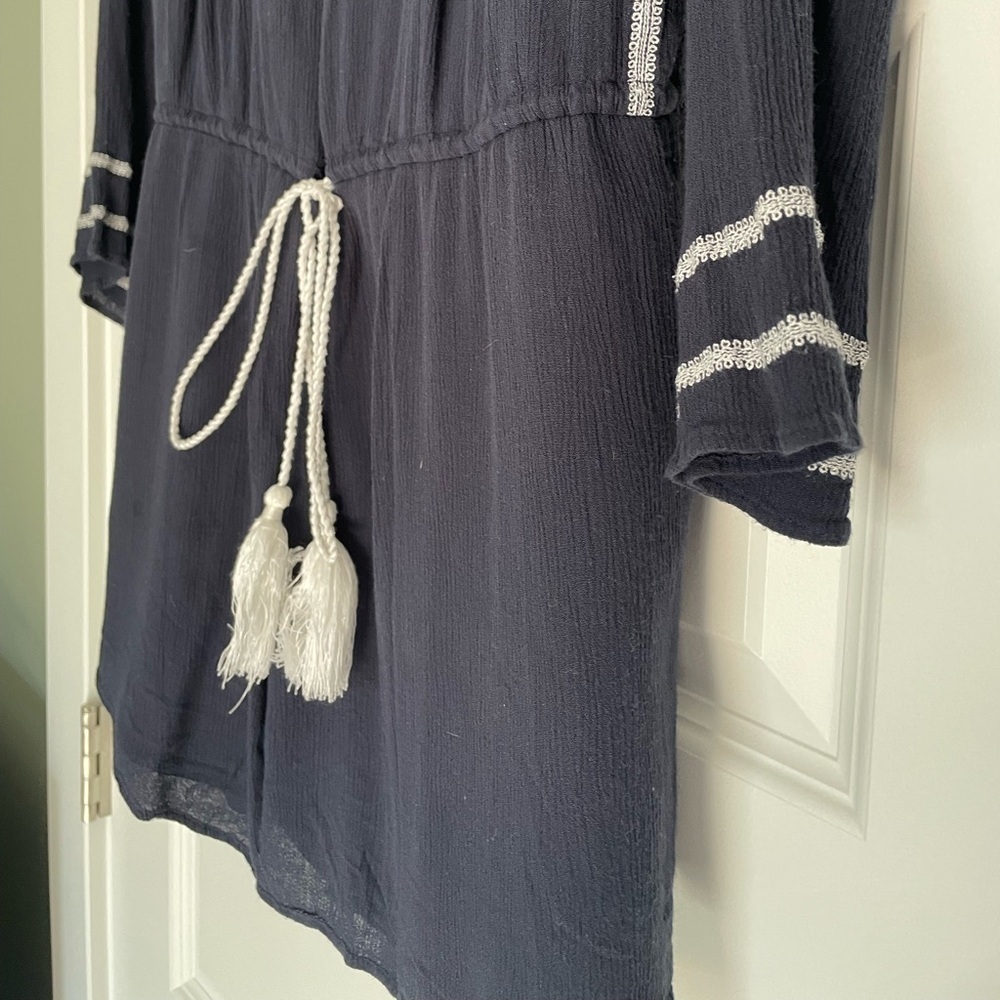 Gap Boho Long Sleeve Embroidered Dress Navy, XS - Picture 4 of 7